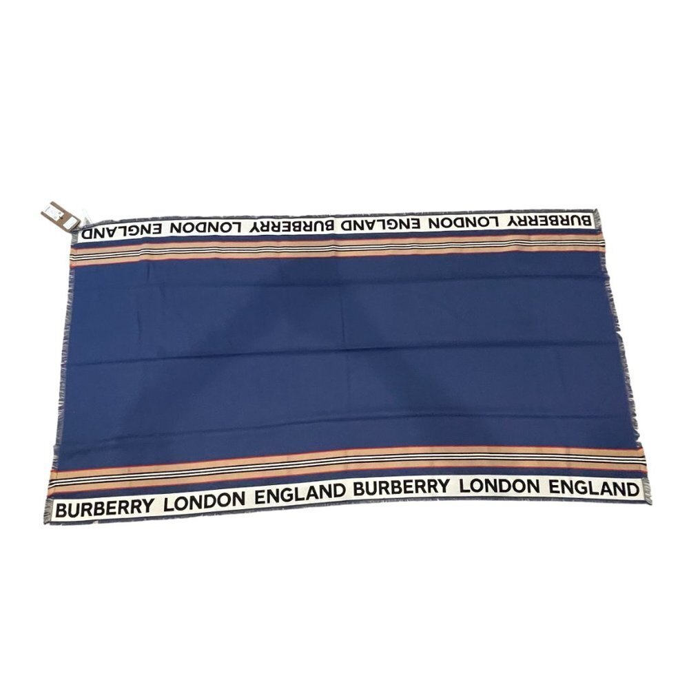 Burberry England Striped Blue Heritage  Scarf, 185cm X 100cm, XL size - Picture 12 of 16